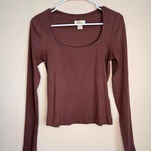 Maeve Chocolate Long Sleeve Top